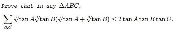 Dan Sitaru's inequality with tangents in a triangle