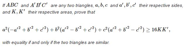 A two-triangle inequality by Dan Pedoe