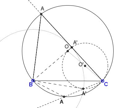 Triangle from Side, Circumradius, and Median - problem 2, construction